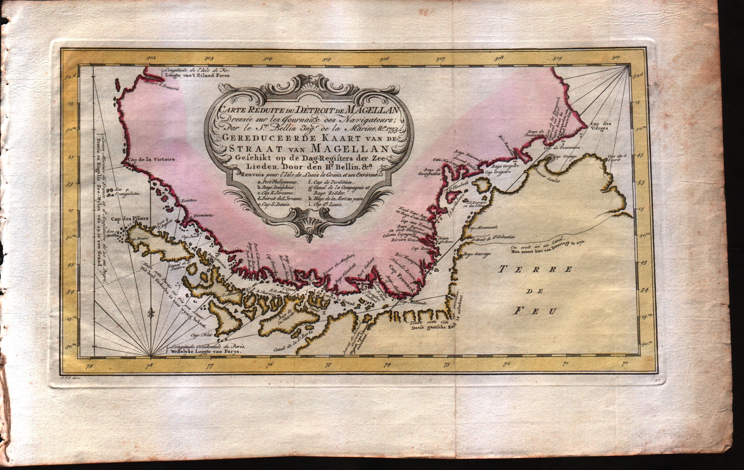 Carte reduite du detroit de Magellan dressee sur les jouraux des navigateurs