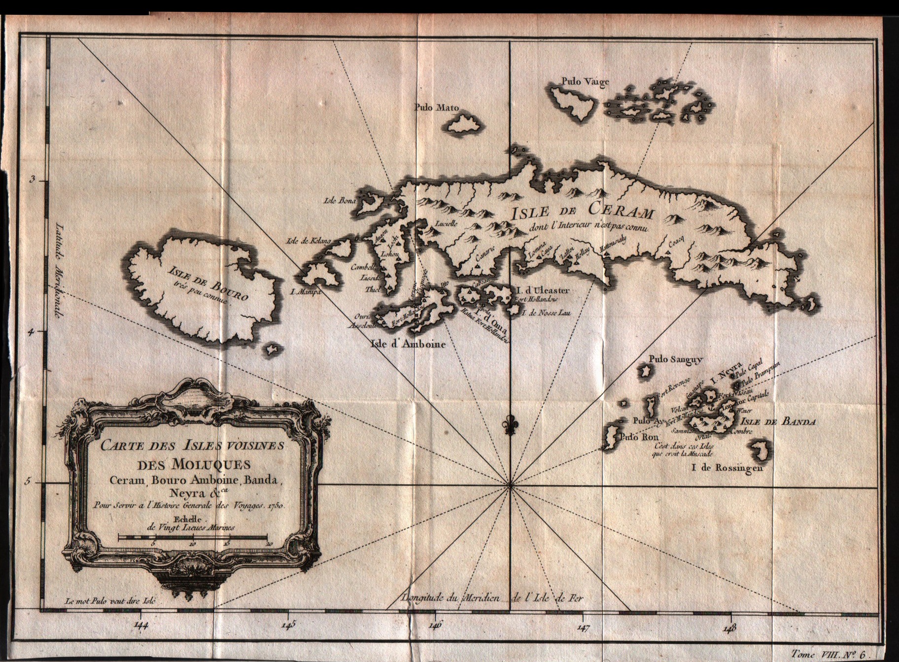 Carte des isles voisines des Moluques Ceram,Bouro,Amboine,Banda Neyra