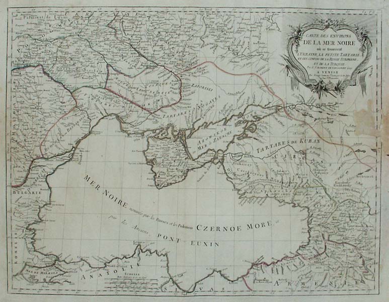 Carte des environs de la mer Noire o se trouvent l