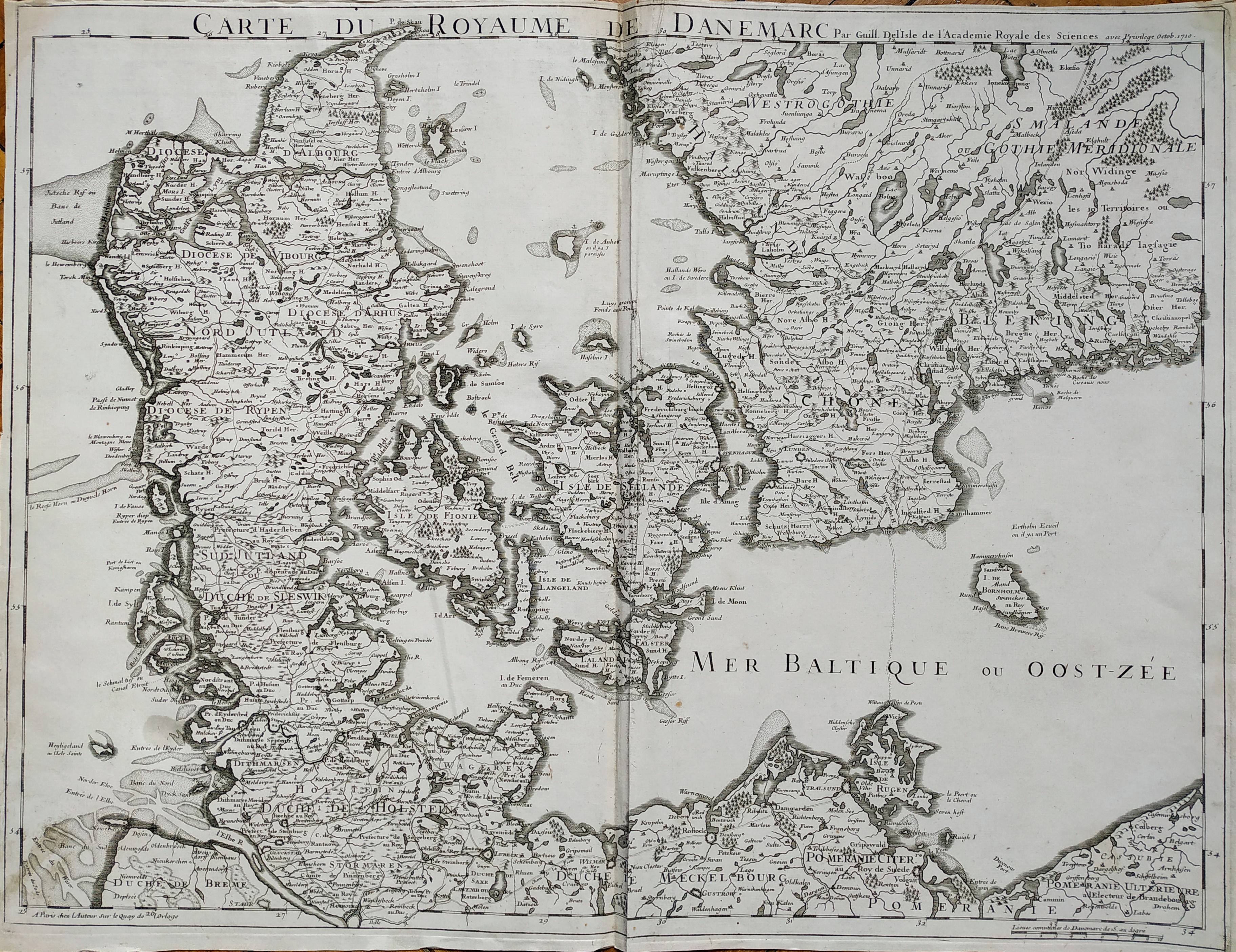Carte du roroyaume de Danemarc