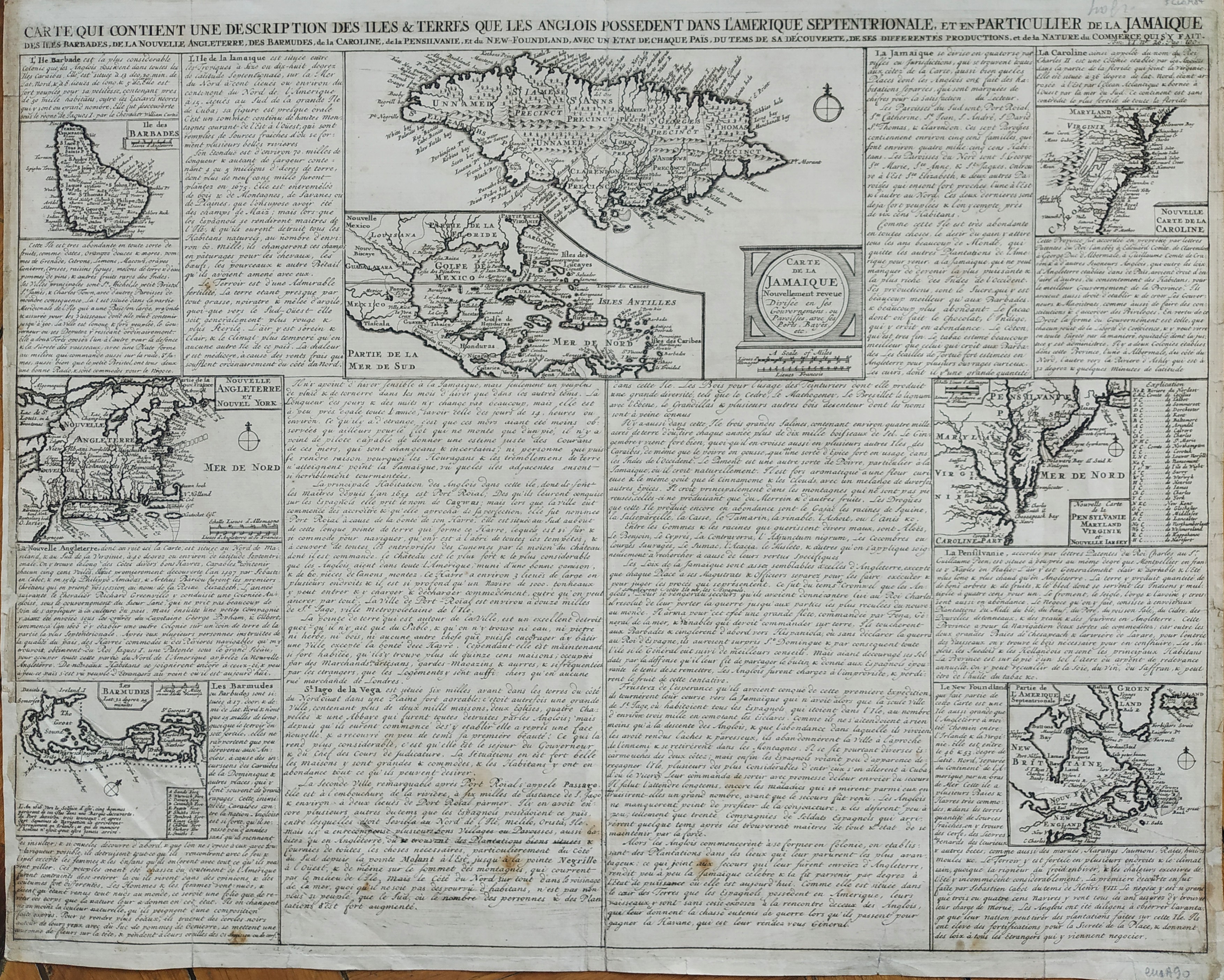 Carte qui contient une description des iles & terres que les Anglois possedent dans l