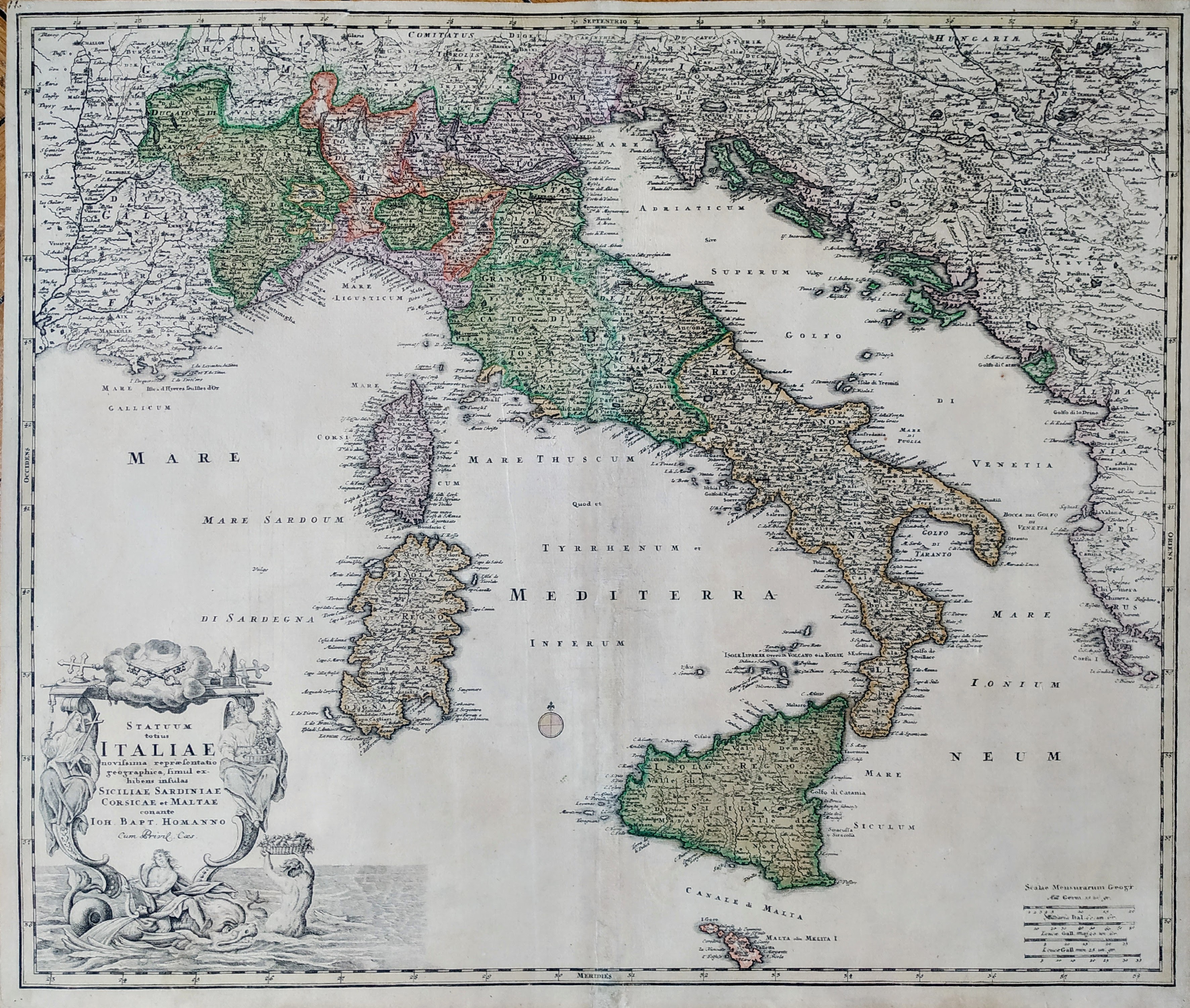 Statuum Totius Italiae Novissima Repraesentatio Geographica