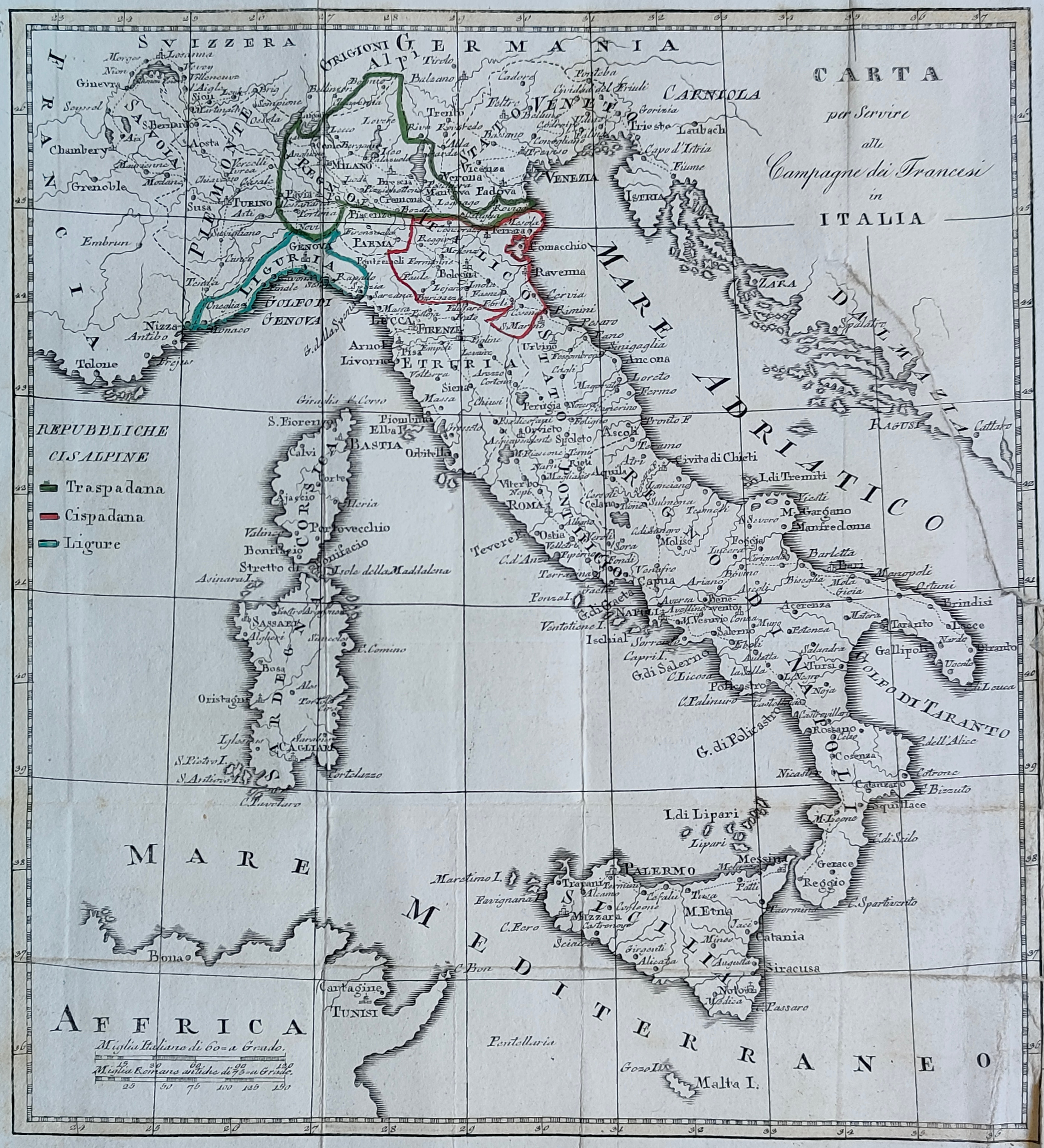 Carta per servire alle campagne dei francesi in Italia