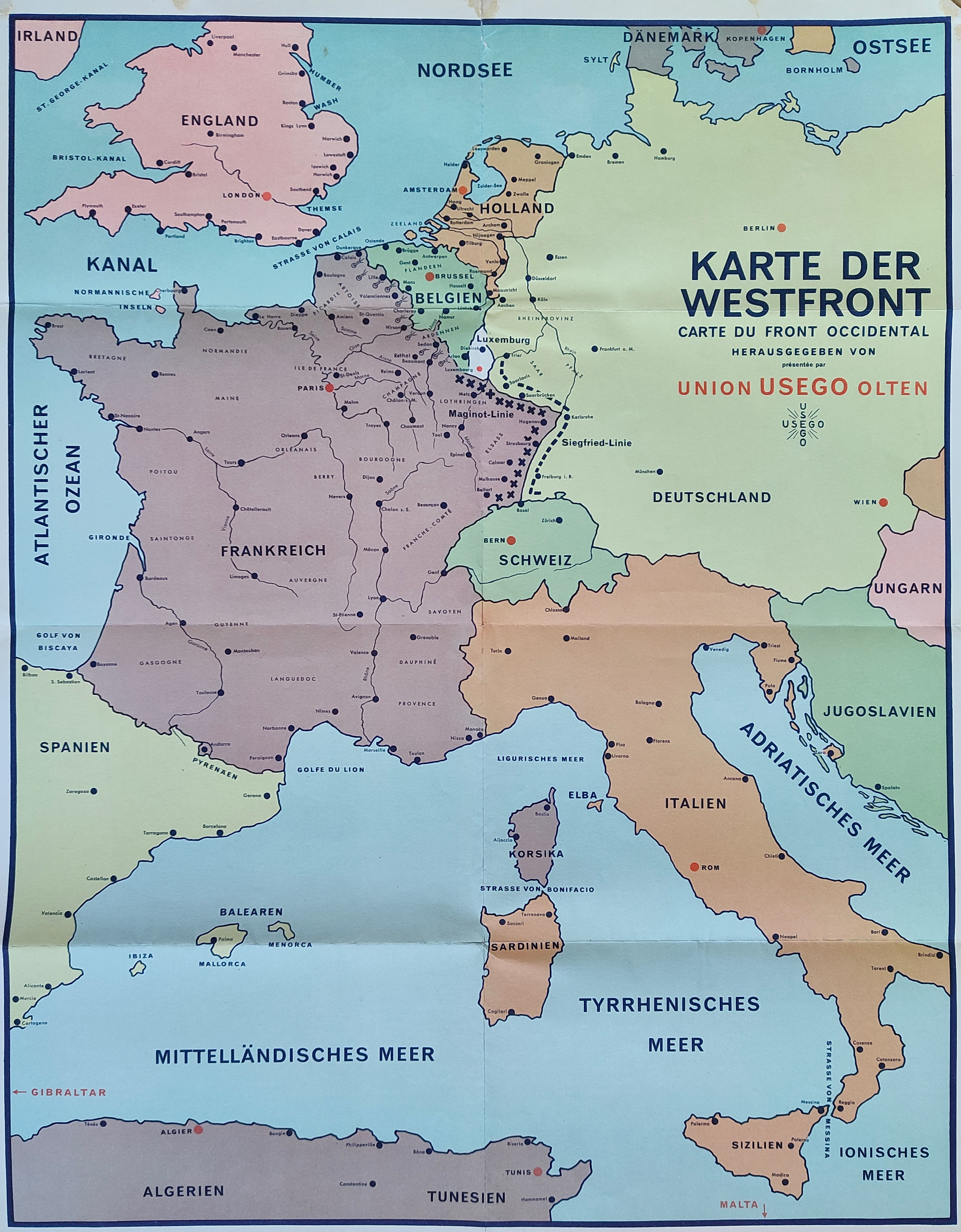 Karte der Westfront