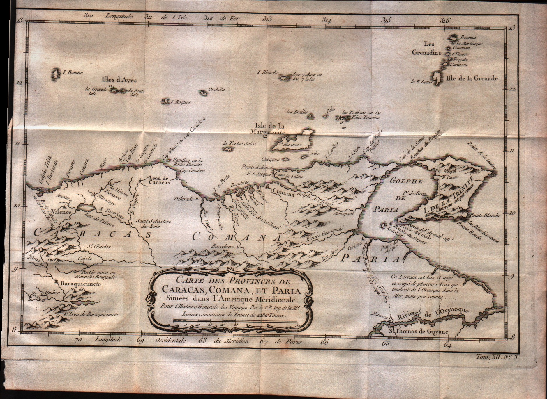 Carte des provinces de Caracas, Comana et Paria