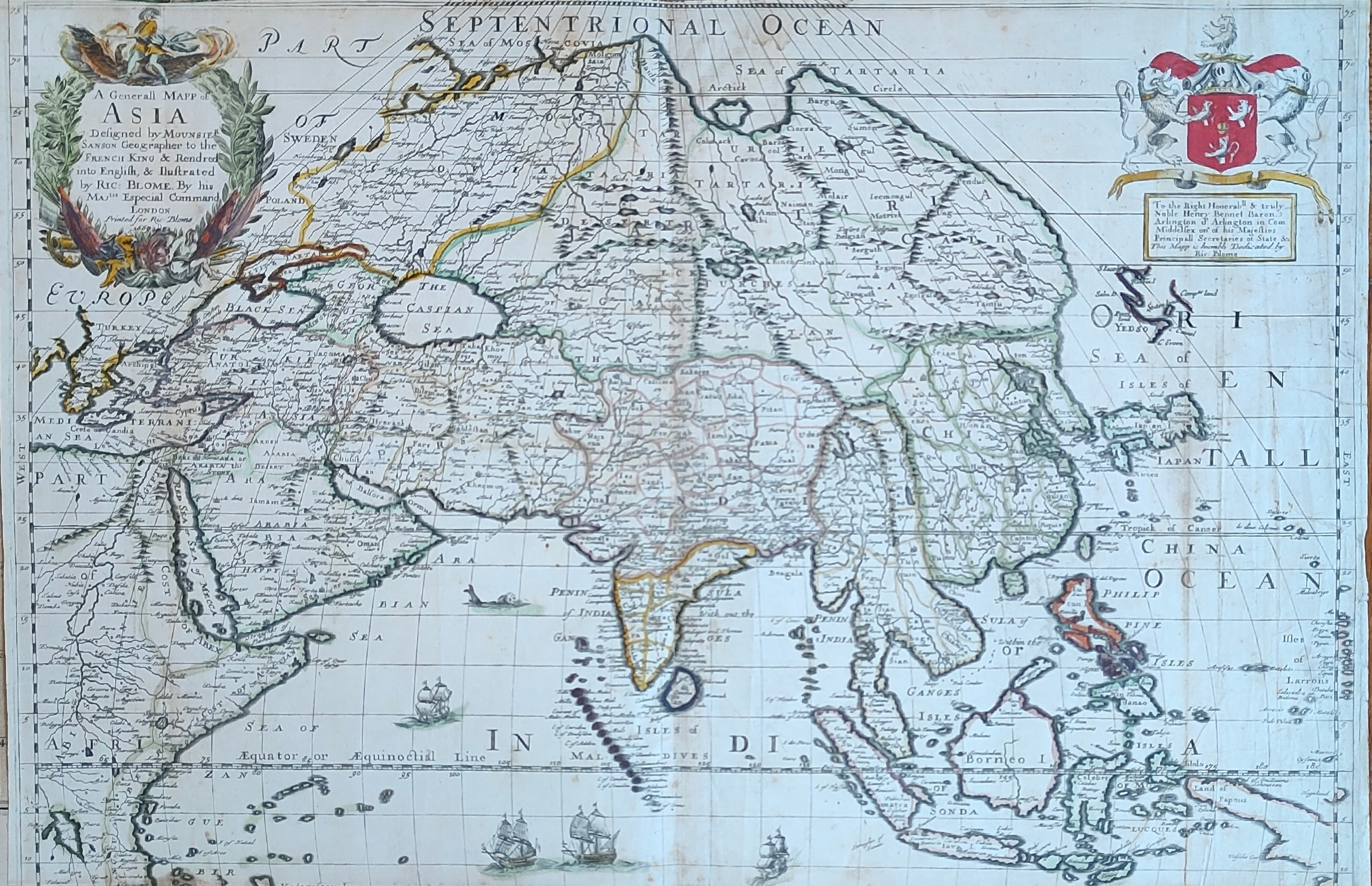 A generall mapp of Asia designed by Monsieur Sanson