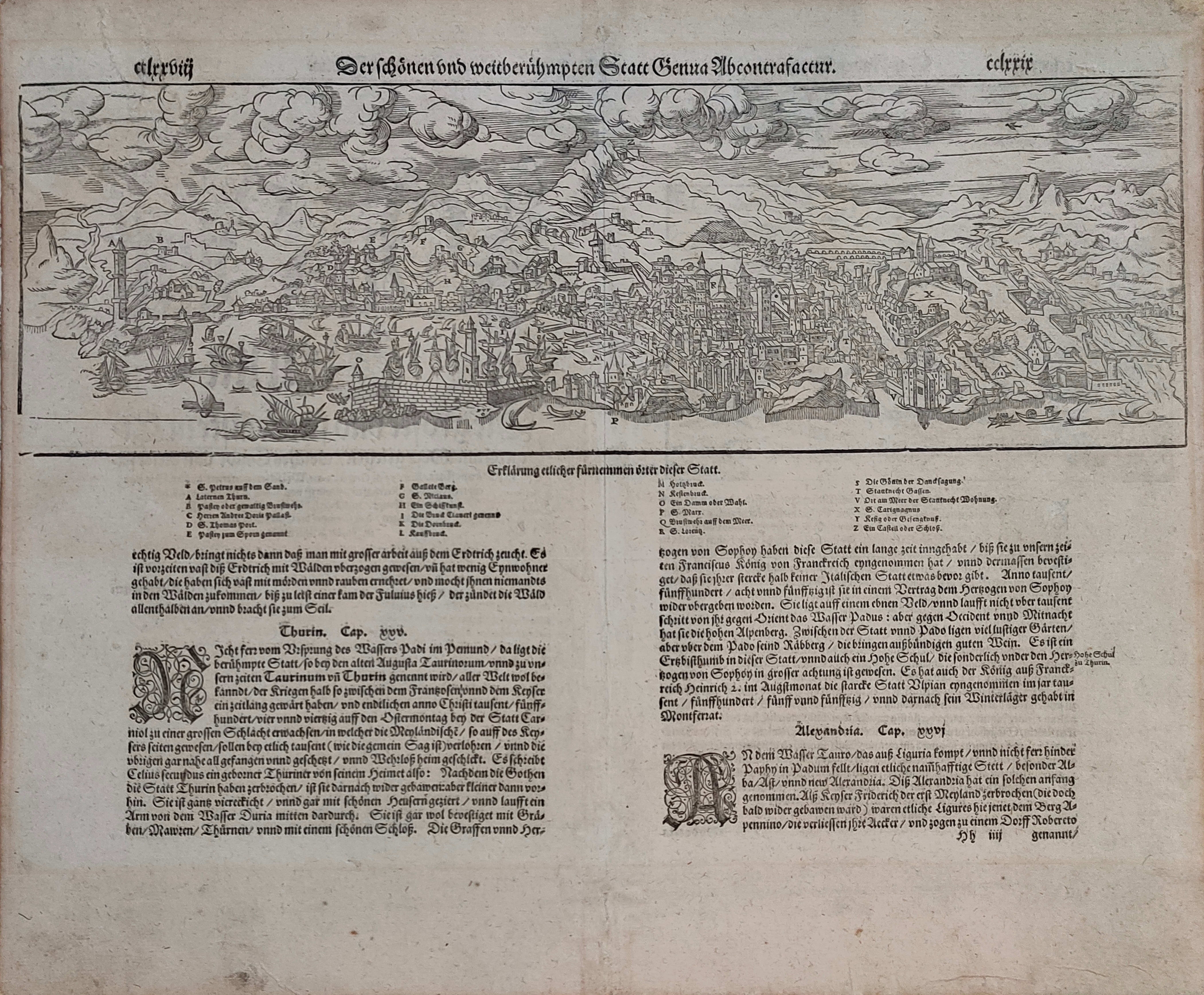 Der Schönen und Weitberhümpten Statt Genua abcontrafactur.
 by Munster, Genoa, 1578