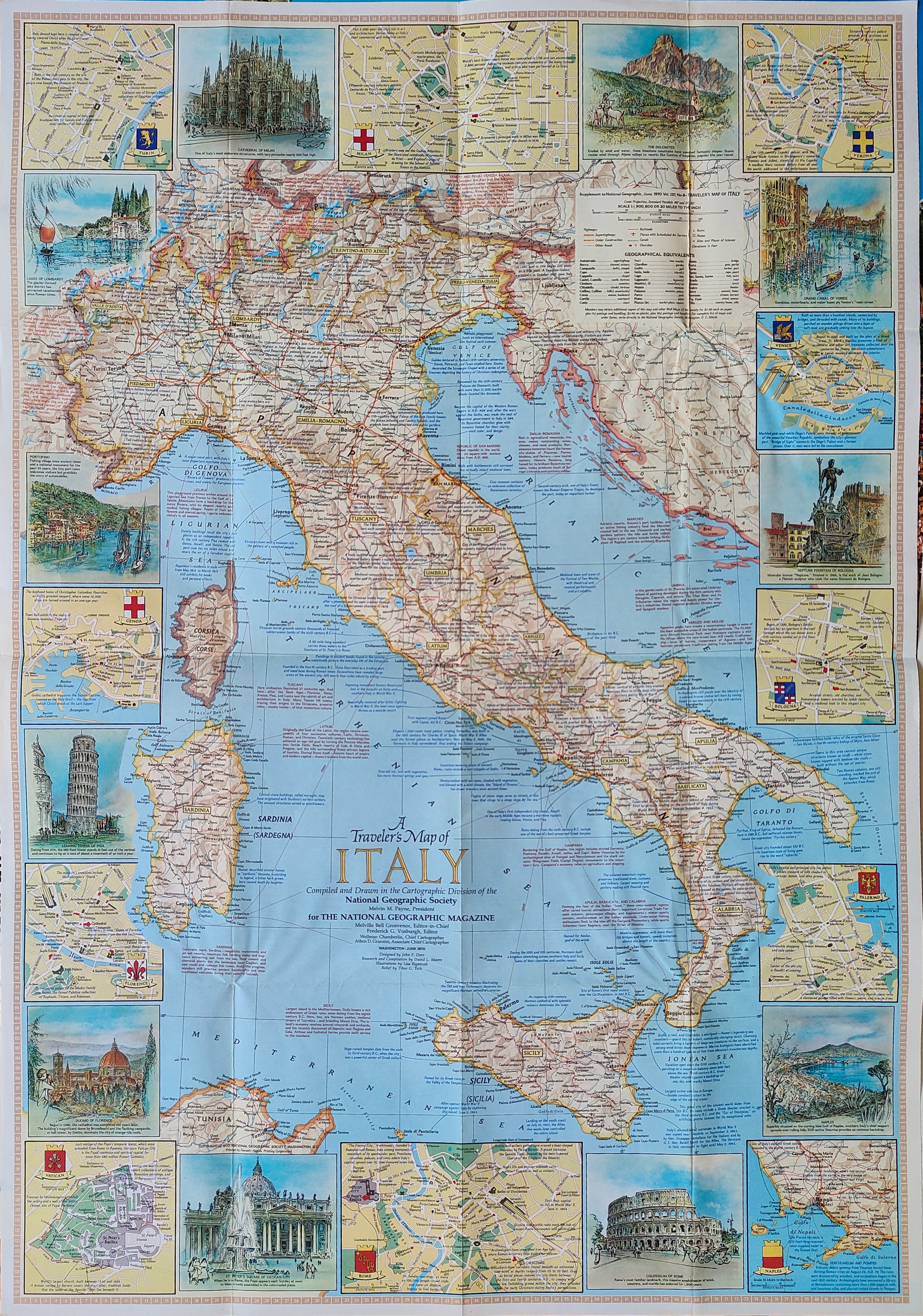 A traveler's map of Itay by Dorr, Italy, 1980