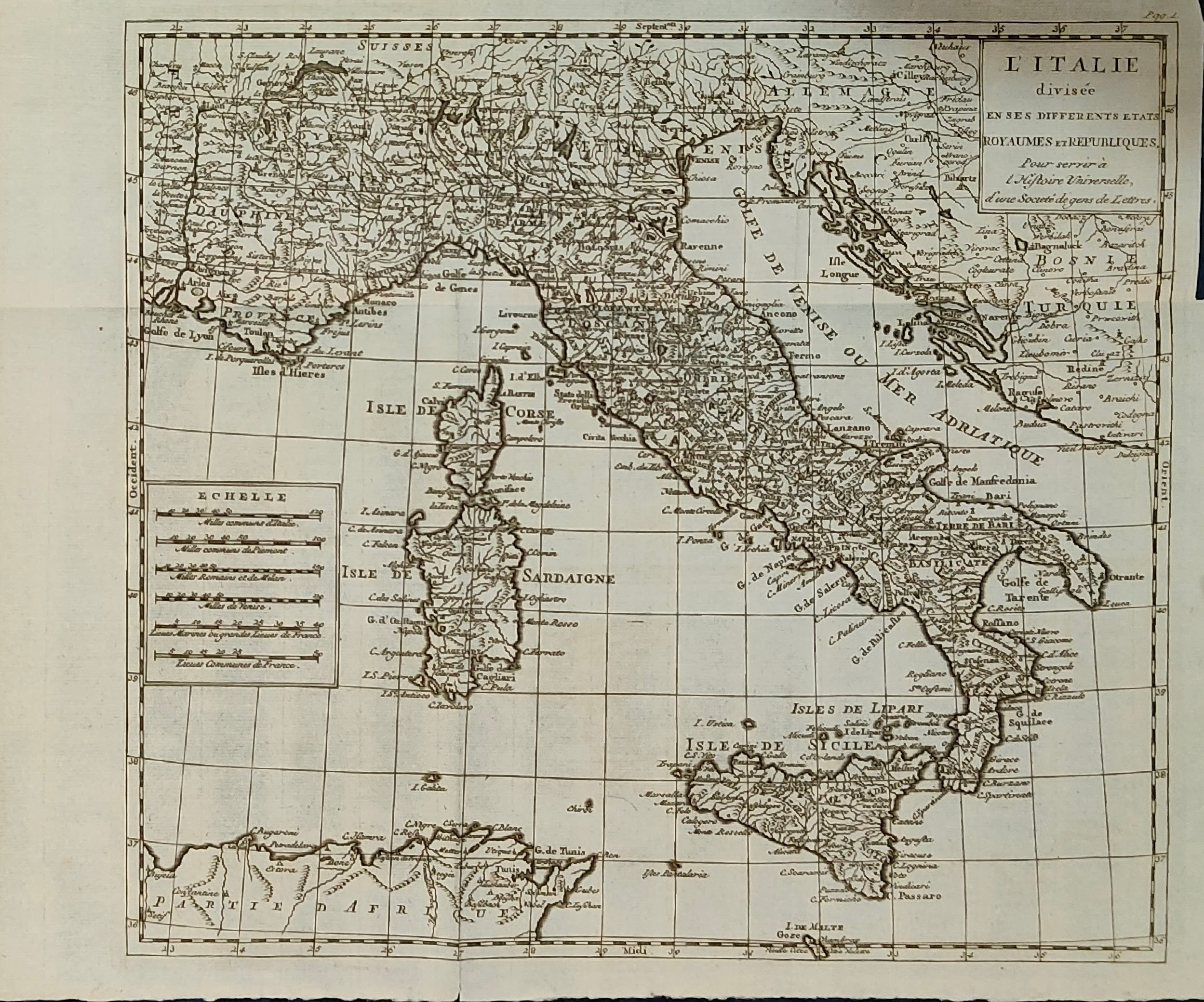 L'Italie divisee en ses different etats royaumes et republiques by , Italy, Circa 1790