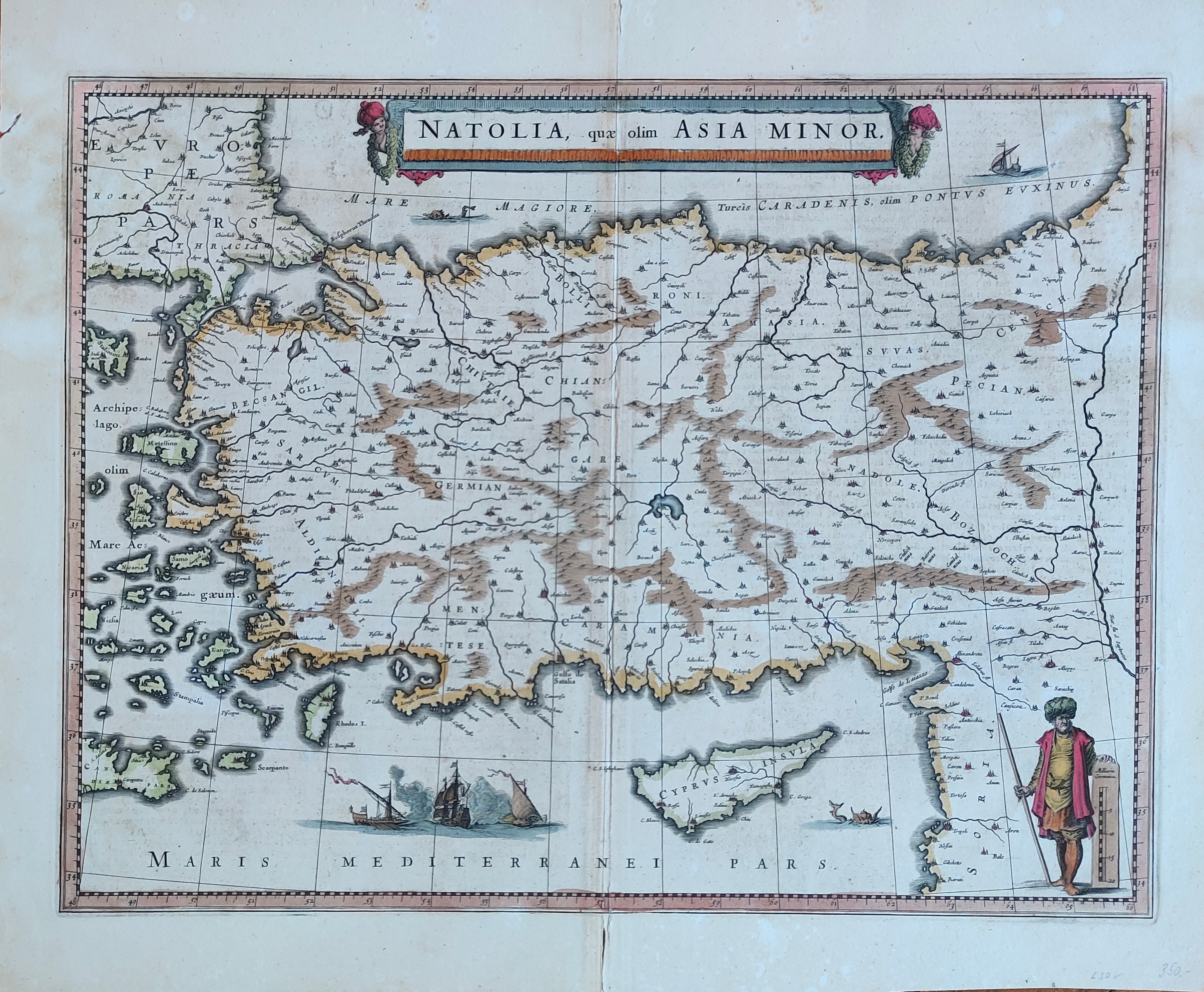 Natolia quae olim Asia Minor by Blaeu, Turkey, Circa 1640