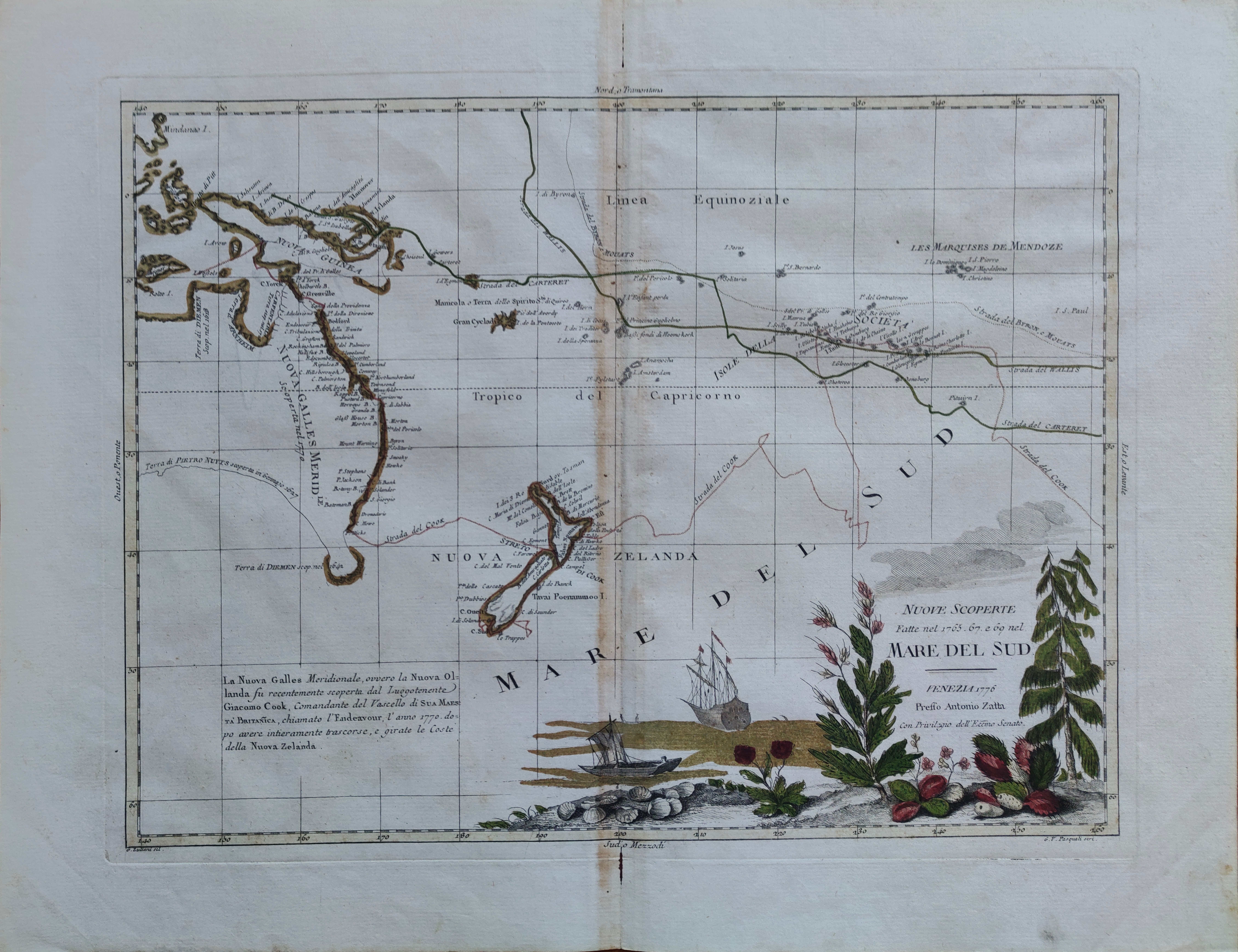 Nuove scoperte fatte nel 1765 67 e 69 nel mare del sud by Zatta, Oceania, 1776
