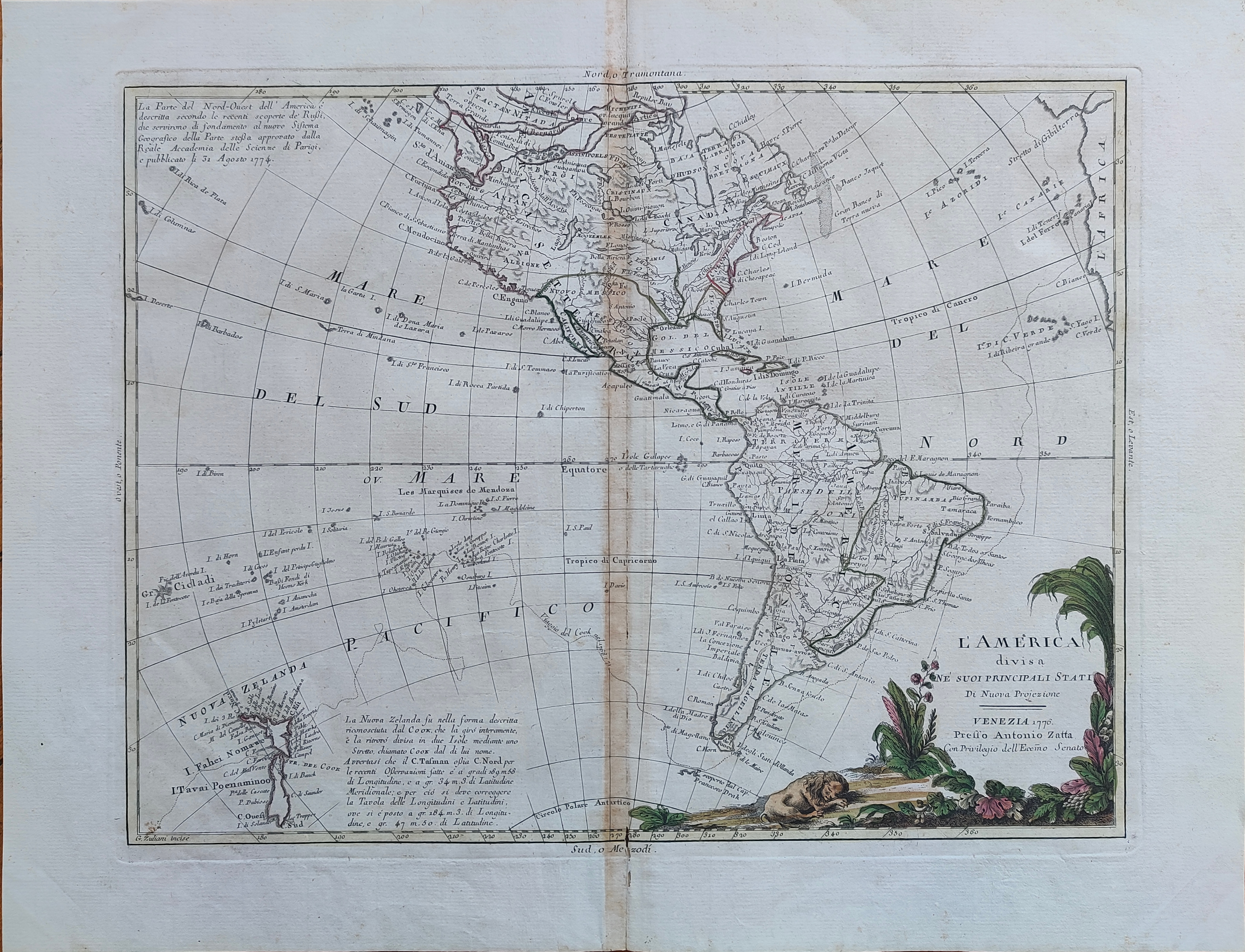 L'America divisa nei suoi principali stati by Zatta, All America, 1776