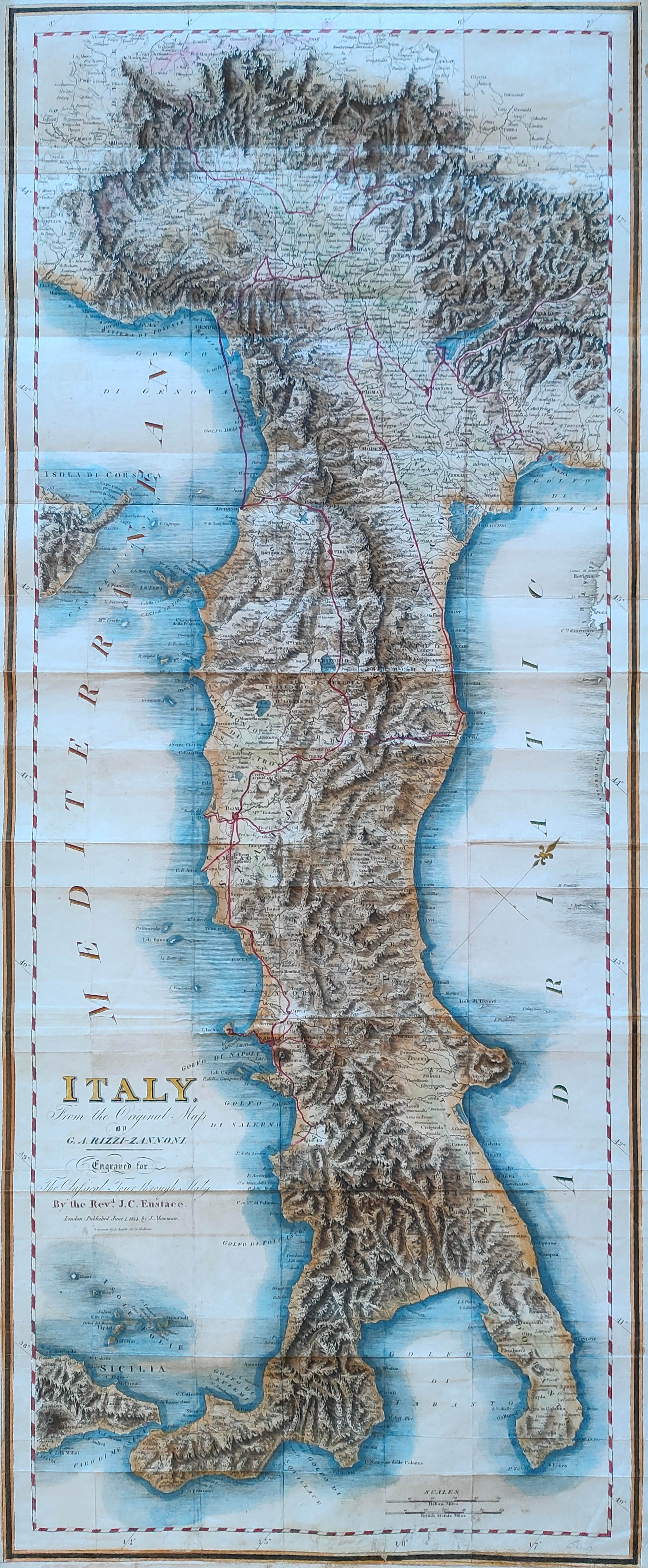 Italy by Rizzi Zannoni, All Italy, 1814