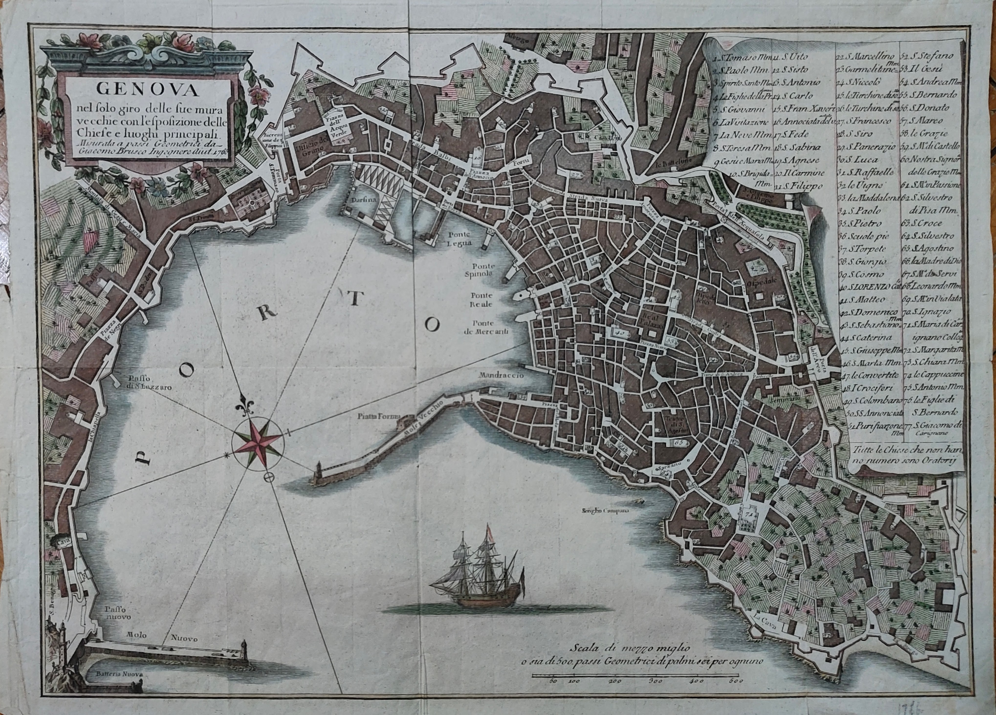 Genova nel solo giro delle sue mura vecchie by Brusco, Genoa, 1766