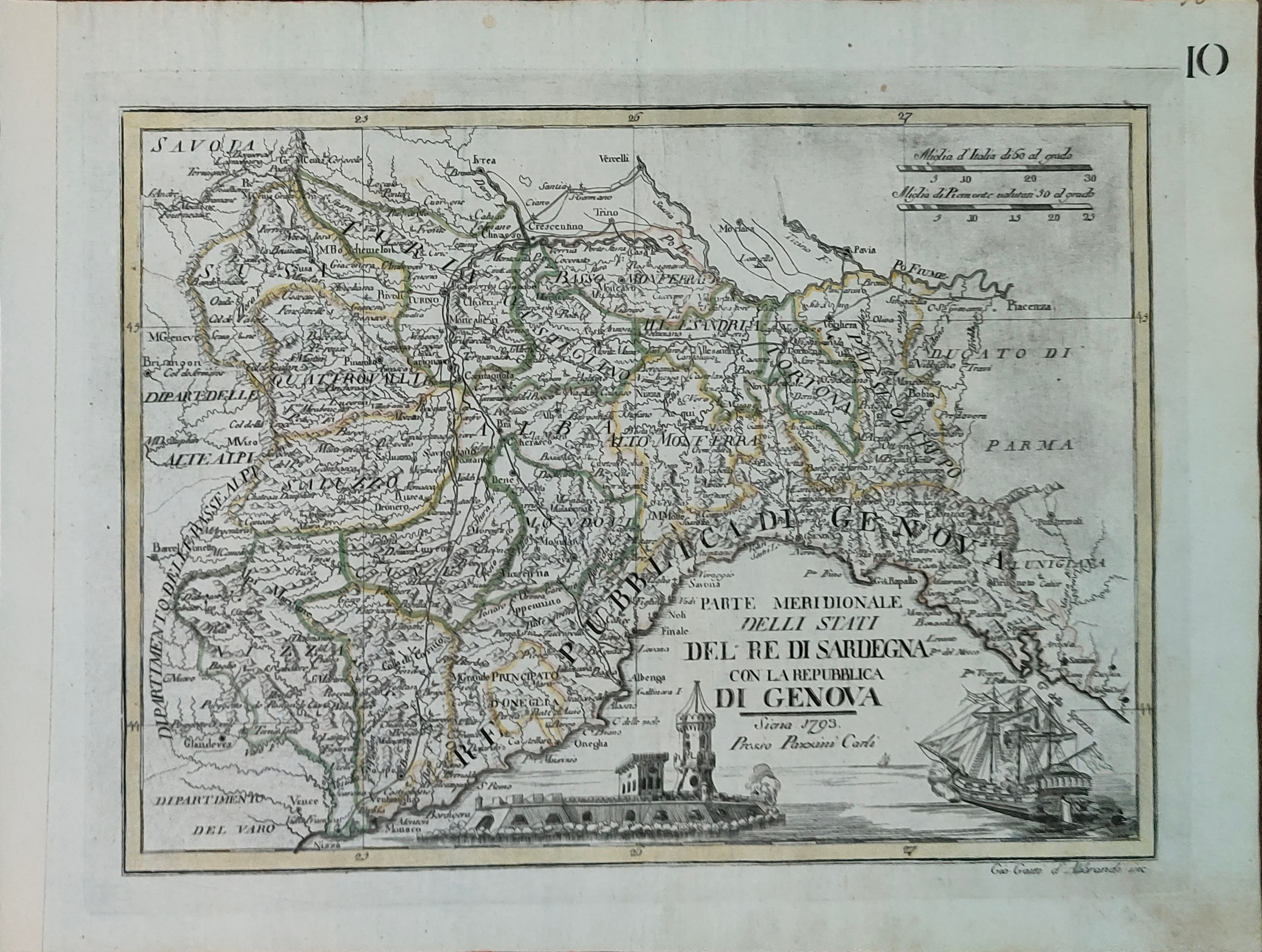 Parte meridionale degli stati del re di Sardegna con la repubblica di Genova by Borghi, Liguria, 1793